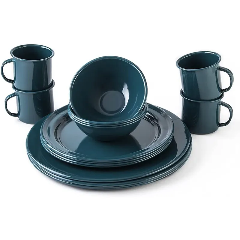 16-Piece Dark Teal Dinnerware Set