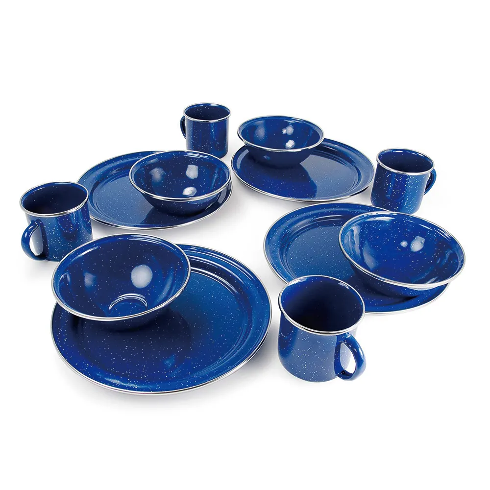 Blue Enamel Dinnerware Set