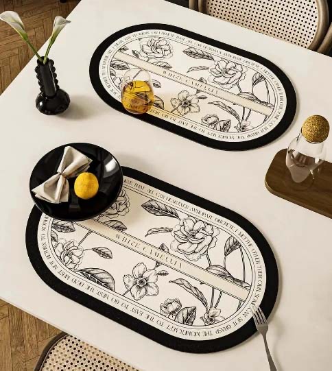 Floral Pattern Oval Placemats