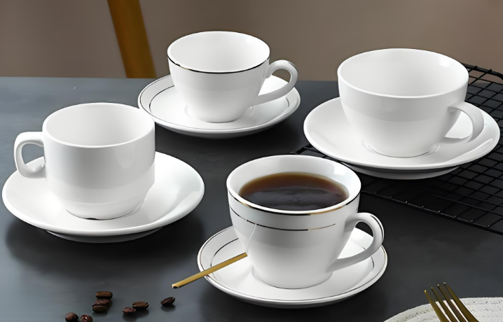 Elegant White Porcelain Coffee Cup Set