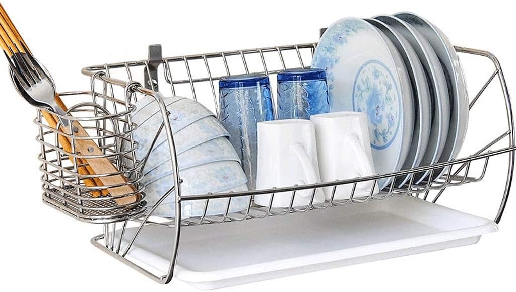 Dish Rack Stainless Steel Dish Rack Kitchen Rack ge Household Items Put Dish Rack Drain Bowl Shelf(Color:B) (A)