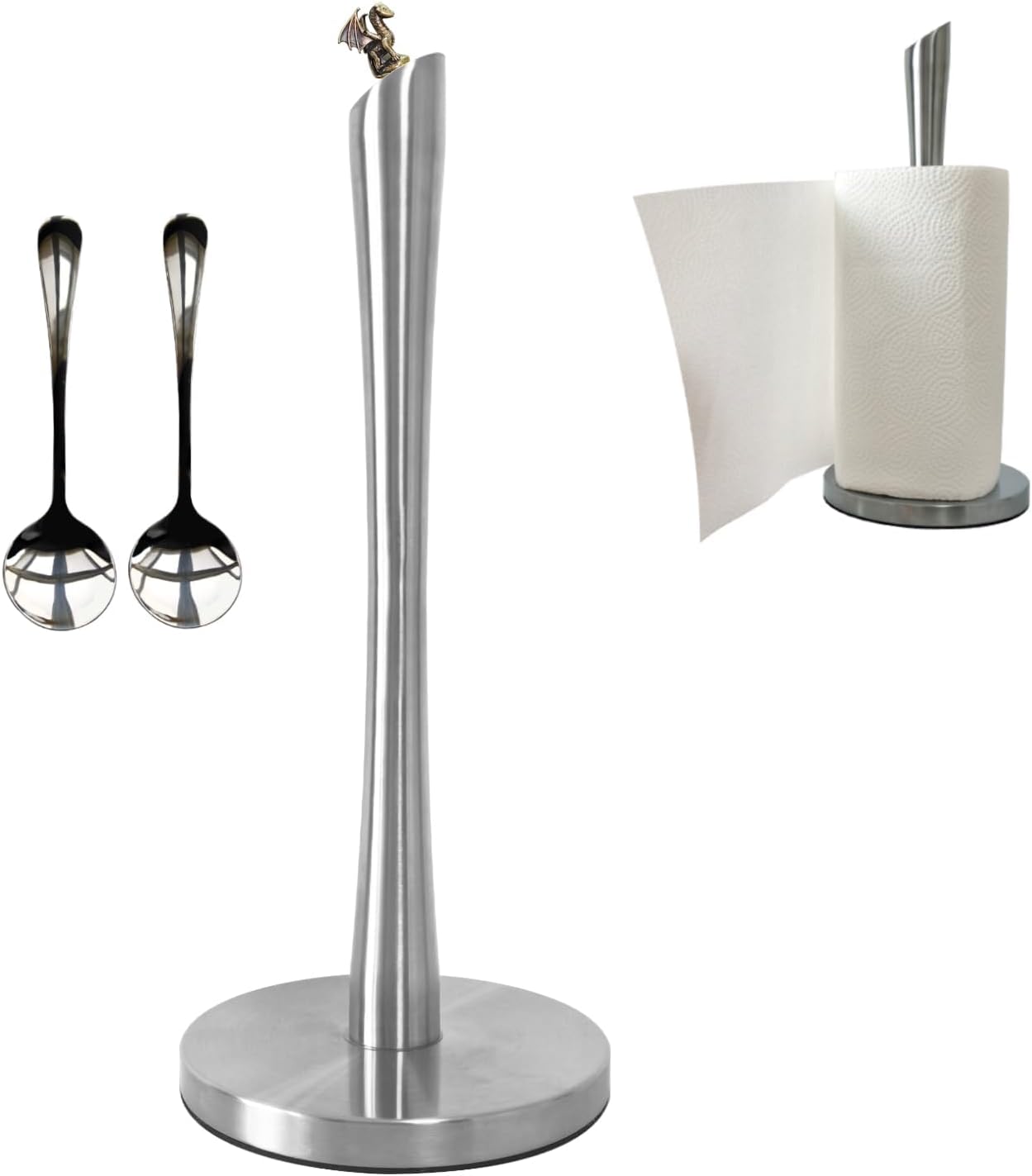 Paper Towel Holder countertop, Free-Standing Kitchen Bathroom, Paper Towel Holder Stand Dispenser with Stainless Base Fits Standard