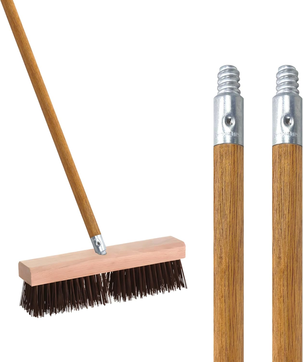 Commercial Products 54-inch Replacement Wood Broom Handle with Threaded Metal Tip and Lacquered for Floor Cleaning Sweeping in Home and Office