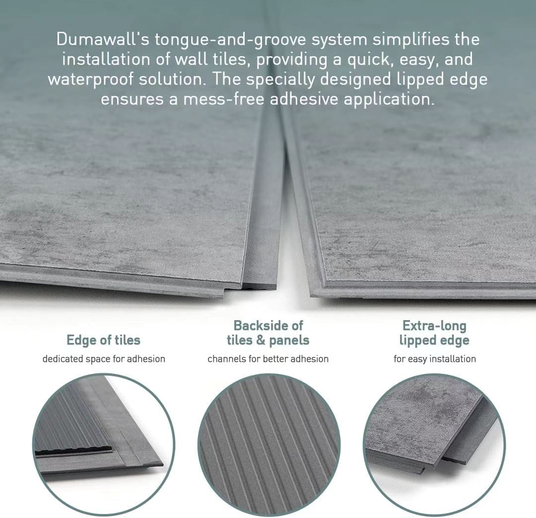 Dumawall + Waterproof Wall Tiles, Easy-to-Install, Tongue & Groove System, UV Resistant, Strong & Durable | No Grouting, Cut with Hand Tools, Rome Polished Marble (8 Pack)