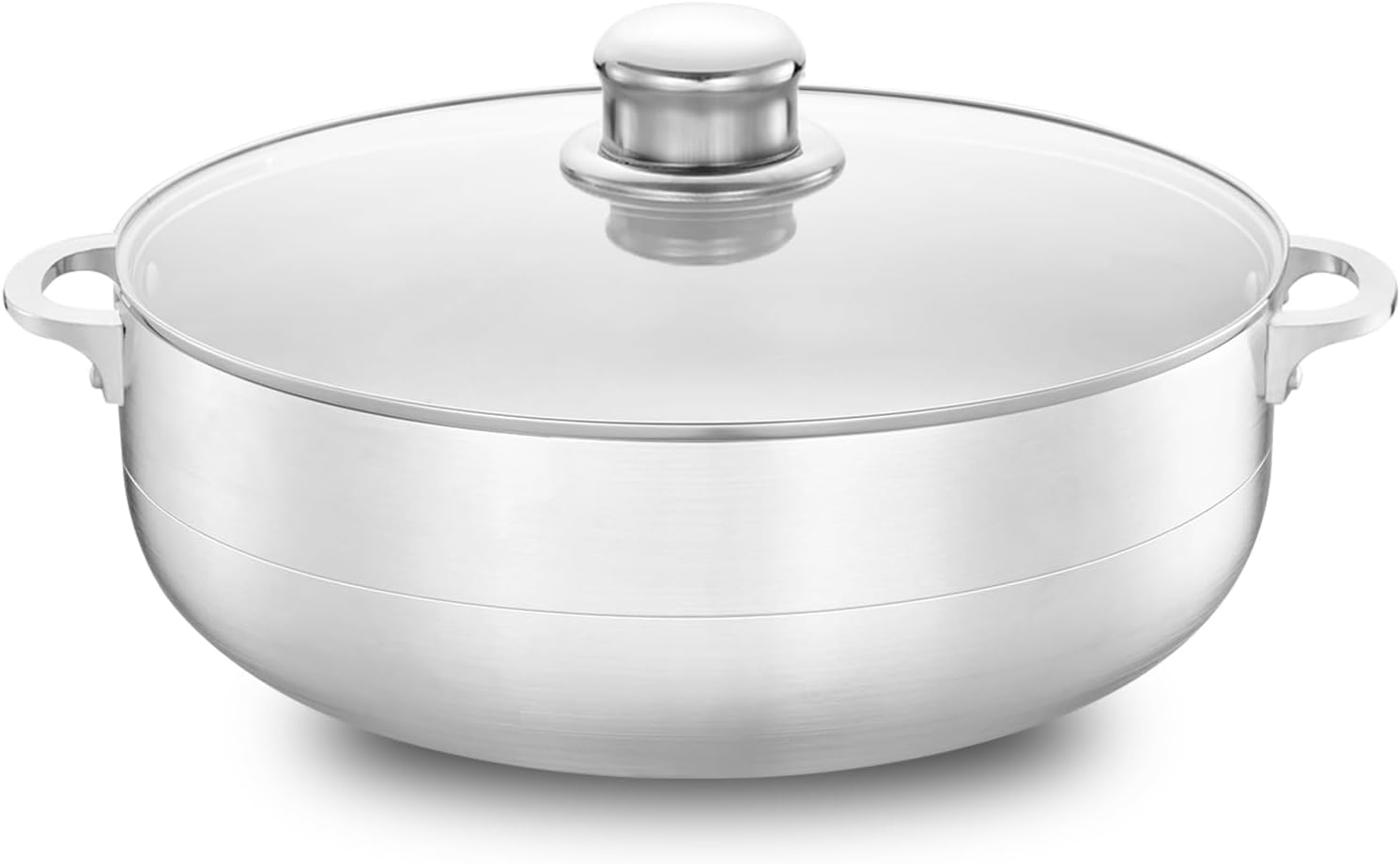 Alpine Cuisine 7-Quart Nonstick Aluminum Caldero Pot with Glass Lid & Riveted Handle | Versatile Cookware for Stews & Rice | Easy Clean, Silver
