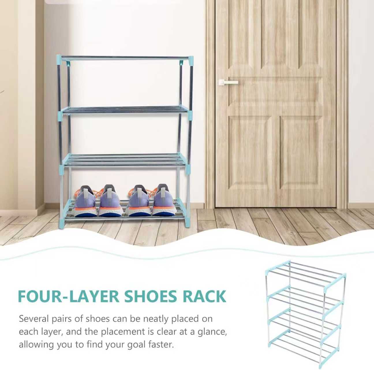 STOBAZA Stainless Steel Shoe Rack Organizer Space-Saving Stackable Shoe Shelf for Home Entryway Closet Compact Multi Easy Assembly and Large Capacity