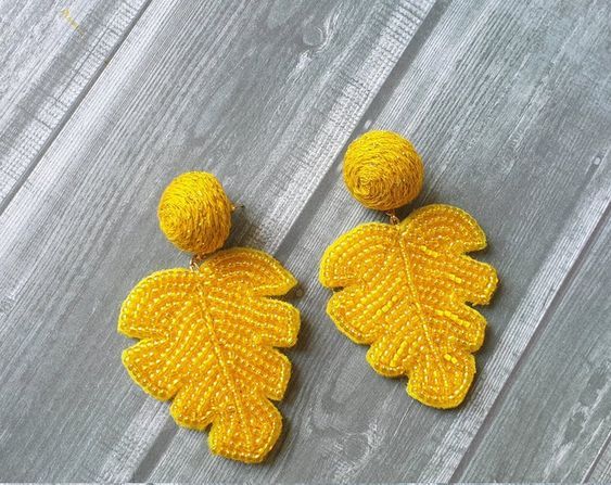 Handcrafted Beaded Yellow Earrings