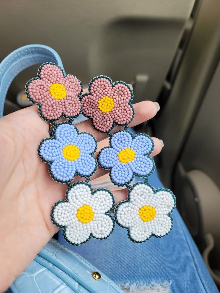 Handmade Beaded Flower Earrings