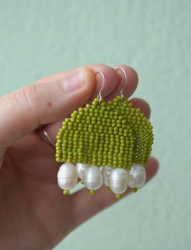 Green Beaded Earrings