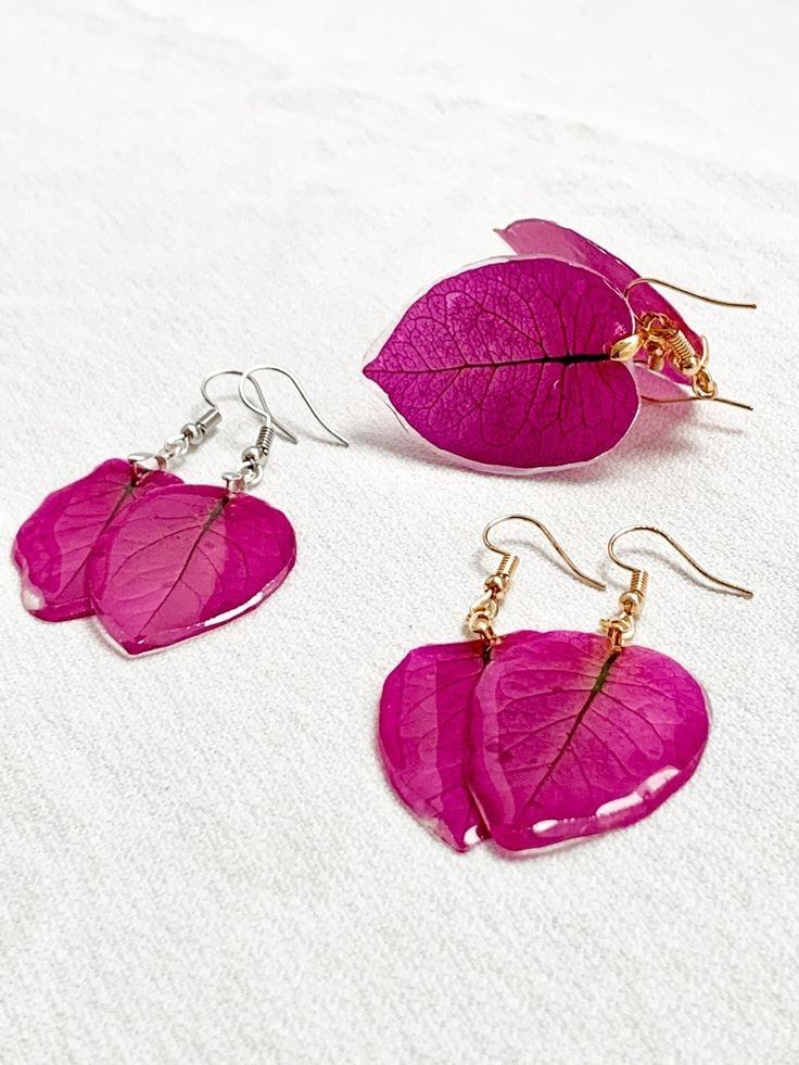 Pink Leaf Earrings