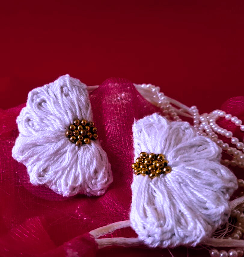 Handcrafted Embroidered Floral Earrings