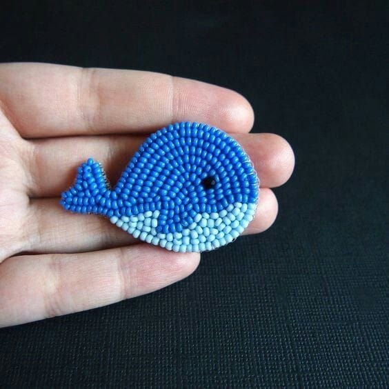 Beaded Whale Brooch