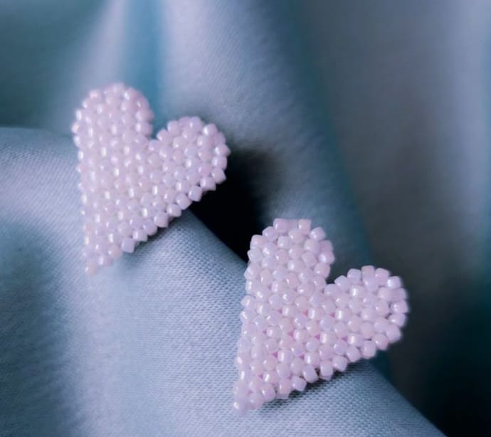 Handcrafted Beaded Heart Earrings