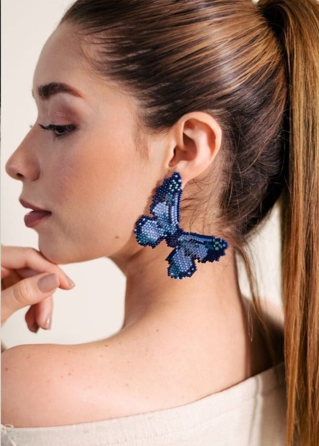 Beaded Butterfly Statement Earrings