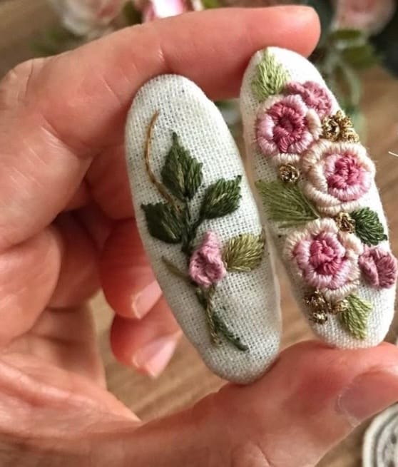 Handmade Embroidered Hair Clips