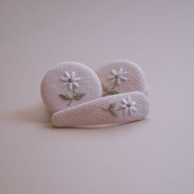 Embroidered Hair Clips and earing Set