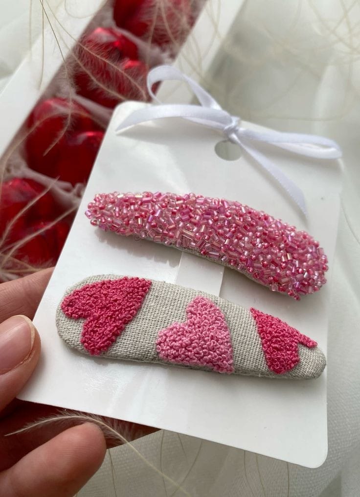 Handmade Pink Hair Clips