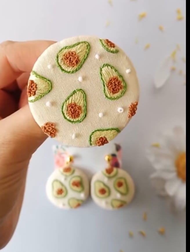 Embroidered Avocado Brooch