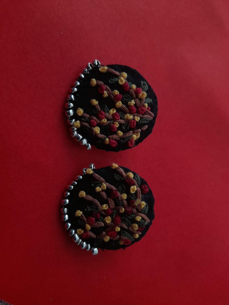 Handcrafted Embroidered Fabric Earrings