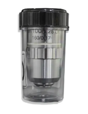 Lente Objetiva Planacromática, Aumento 100x, com rosca de 20mm, peça de reposição Universal - OP100