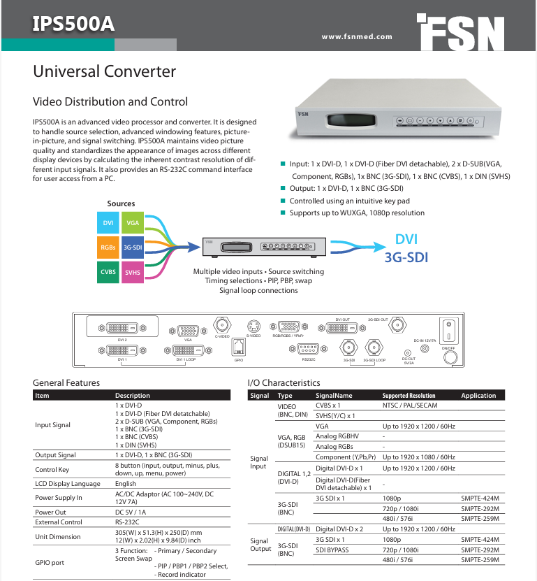 Conversor universal de sinal de grau médico