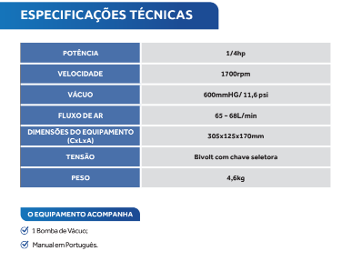 Bomba de Vácuo tipo Membrana - VAC26-BI
