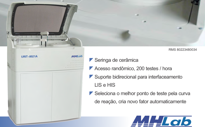 ANALISADOR AUTOMÁTICO BIOQUÍMICO E TURBIDIMÉTRICO URIT 8021A