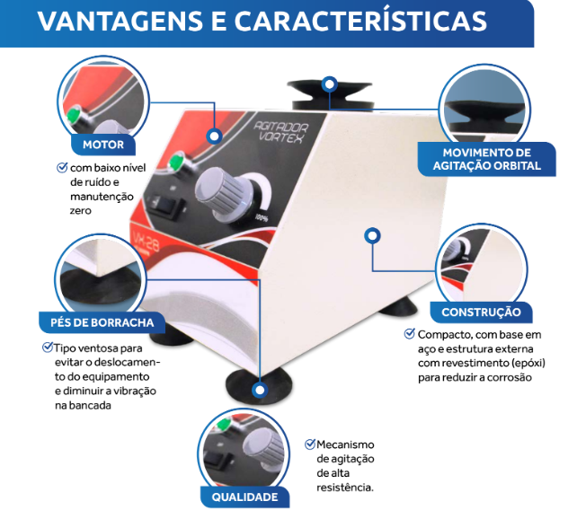 Agitador Vortex até 3.800 RPM Velocidade Regulavel - VX-38-BI