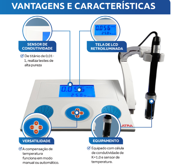 Condutivímetro de Bancada com TDS - DS-703A-BI