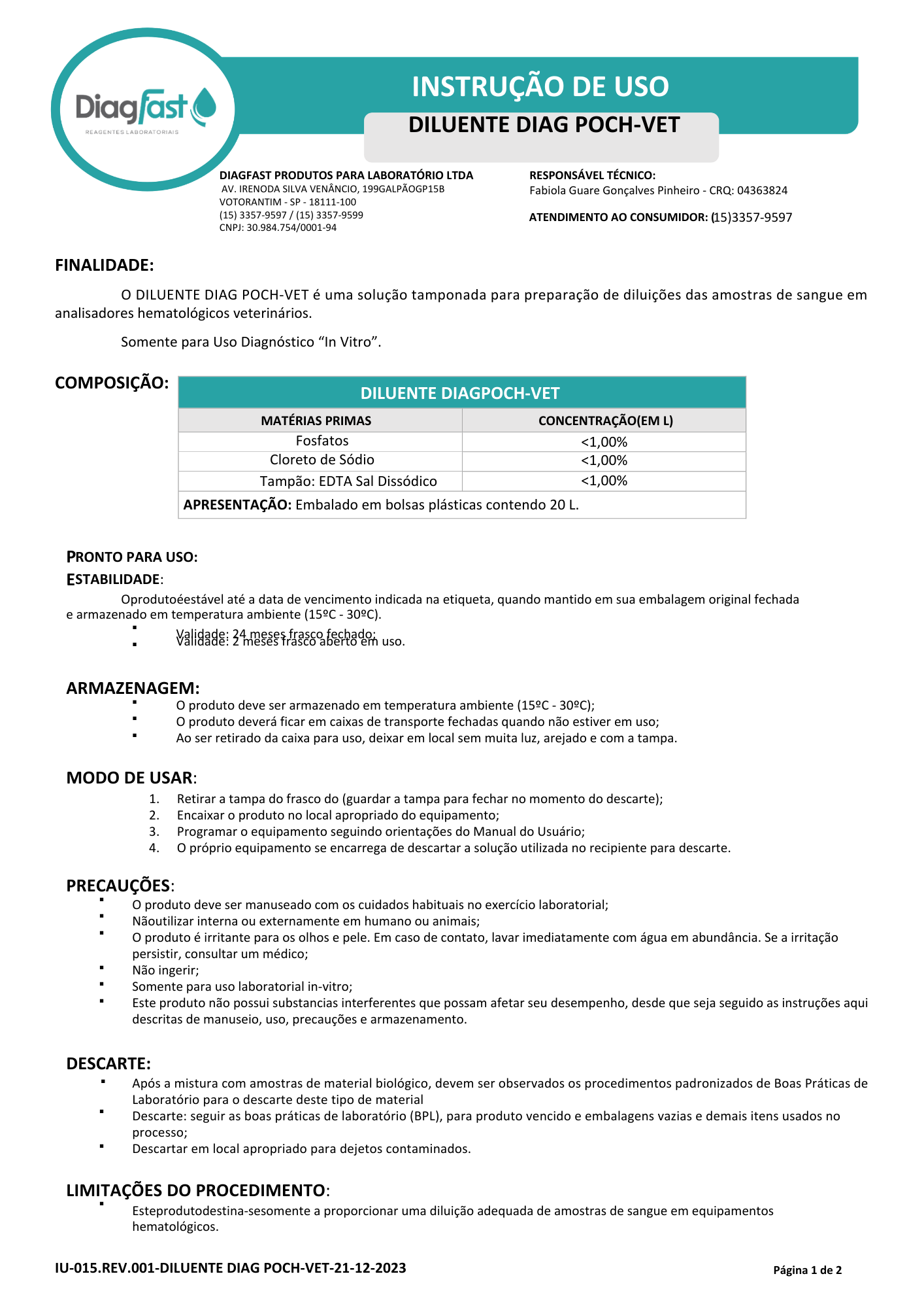 REAGENTES VET POCH -100