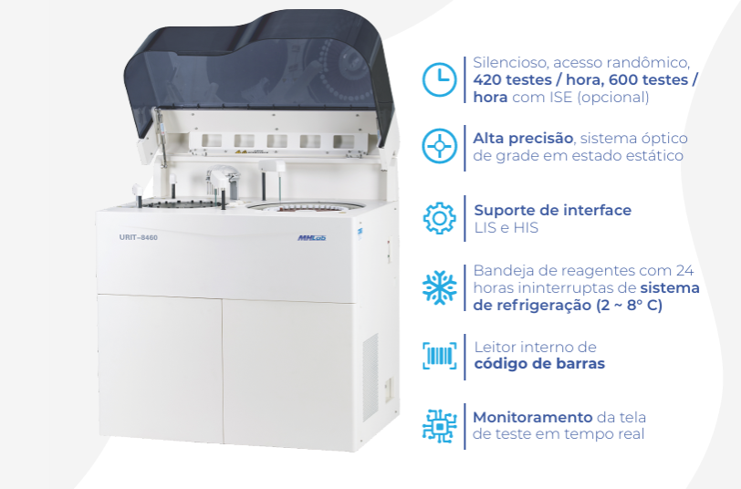 ANALISADOR AUTOMÁTICO BIOQUÍMICO E TURBIDIMÉTRICO URIT - 8460