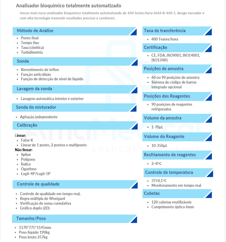 Analisador Bioquímico Automatico AMA B-1200 S