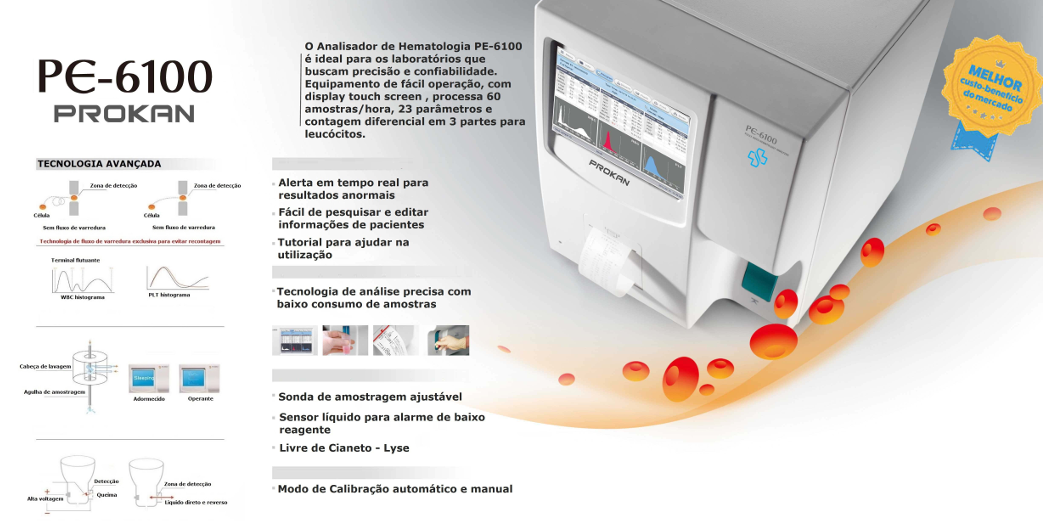 Analisador Hematológico PE-6100 - 3PARTES ( EQUIPAMENTO FECHADO)