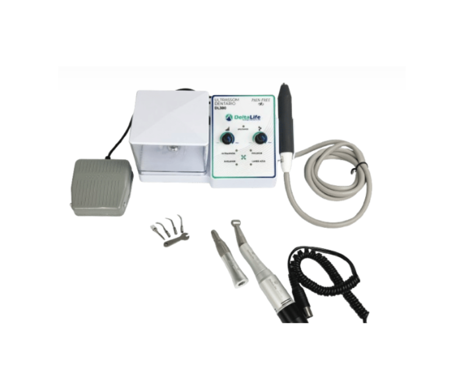  ULTRASSOM DENTÁRIO COM CONTRA-ÂNGULO, PEÇA RETA E LED AZUL