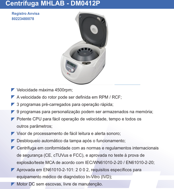 Centrífuga MHlab – DM0412P