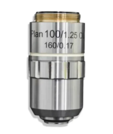 Lente Objetiva Planacromática, Aumento 100x, com rosca de 20mm, peça de reposição Universal - OP100