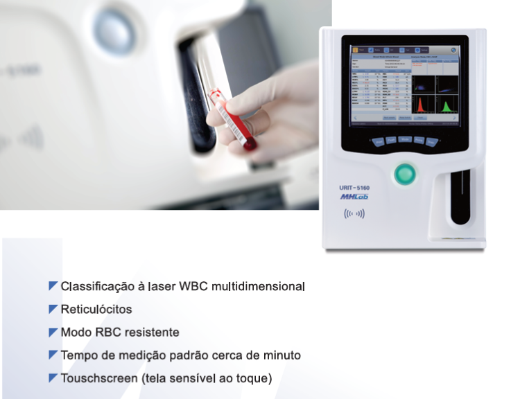 ANALISADOR VETERINÁRIO HEMATOLÓGICO SEMI-AUTOMÁTICO DE 5 PARTES URIT 5160 (VET)