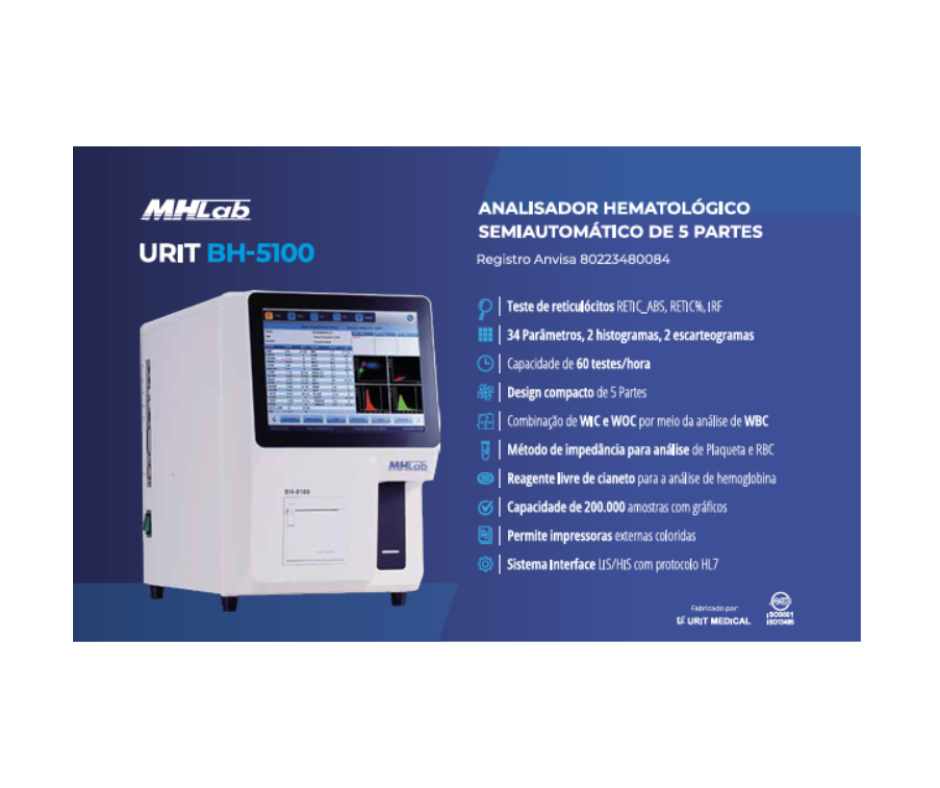 ANALISADOR HEMATOLÓGICO SEMIAUTOMÁTICO 05 PARTES