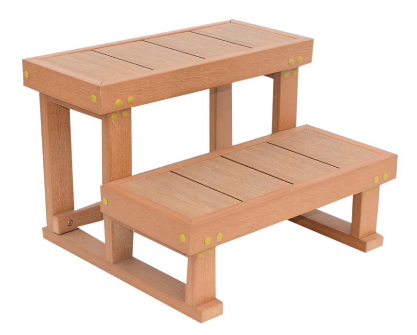 Escalera de madera de dos peldaños