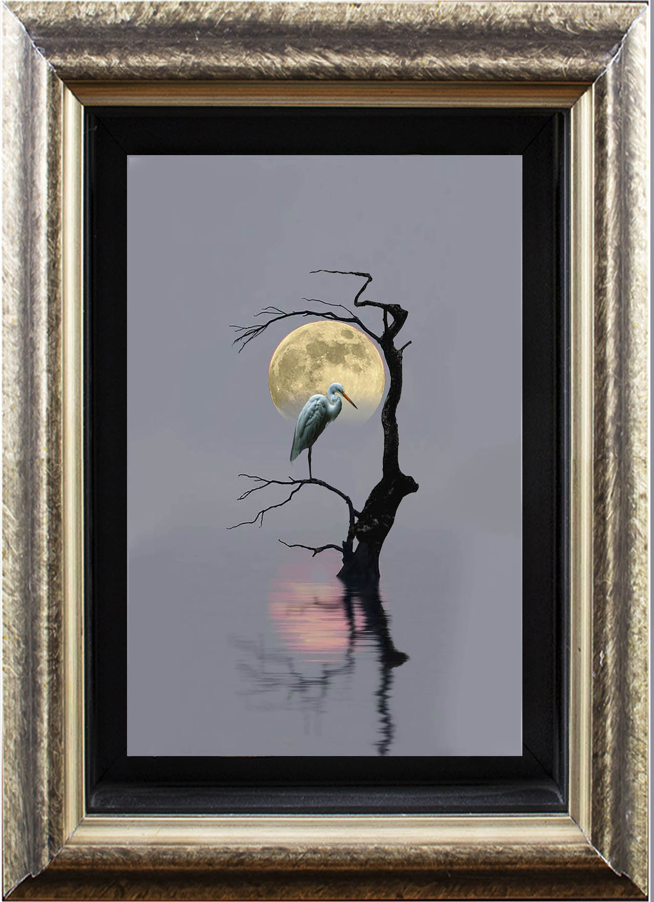 Moonlit Heron Art Print