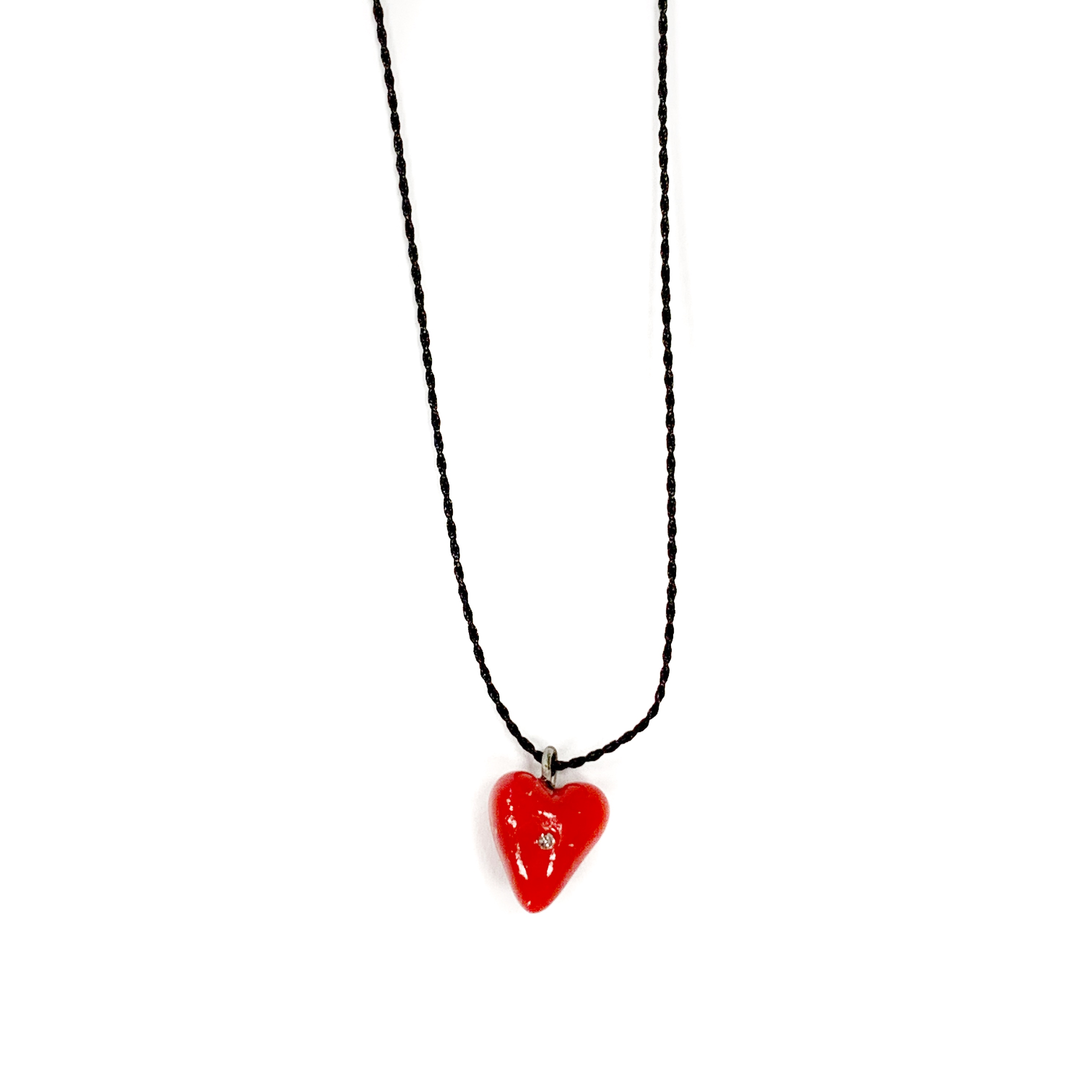 Raudona mini širdelė, keramikinis pakabukas "TRUE LOVE"