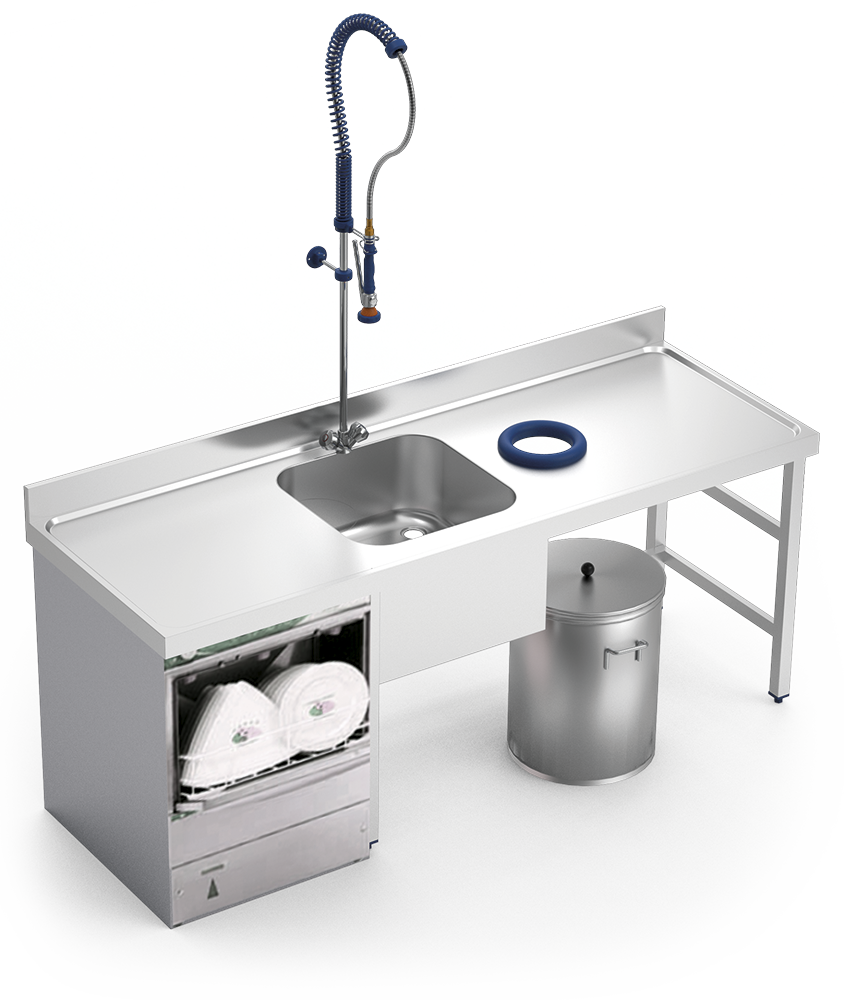 Mesa mural de prelavado