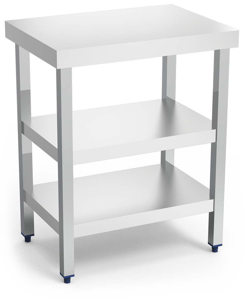 Mesa central con dos entrepaños.