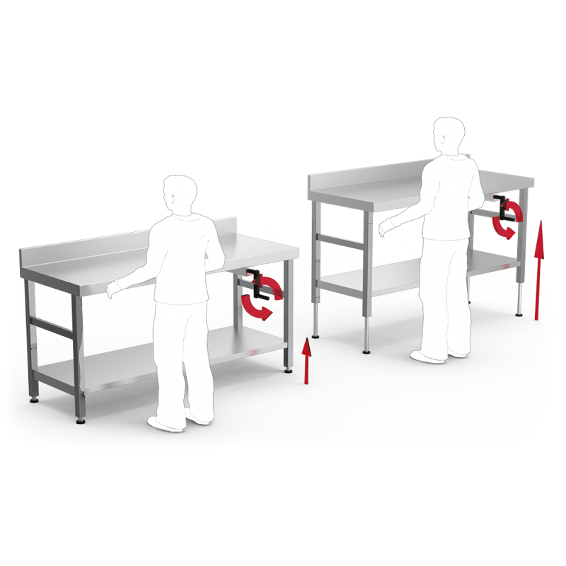 Mesa mural inox con sistema de elevación