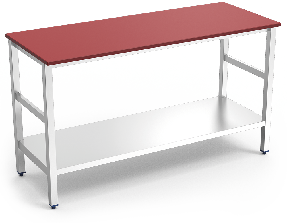 Mesa central encimera de polietileno con entrepaño