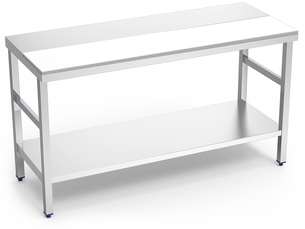 Mesa de preparación central con entrepaño