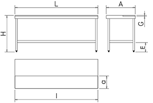  Mesa de preparación central sin entrepaño