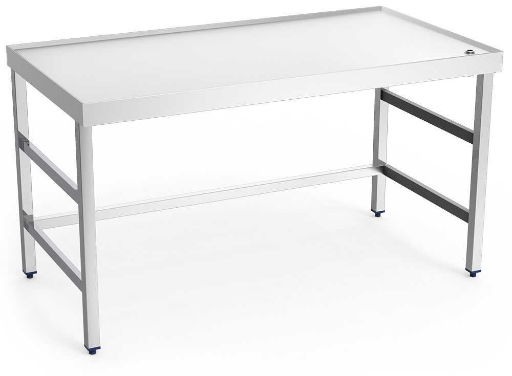 Mesas centrales con reborde y desagüe sin entrepaño