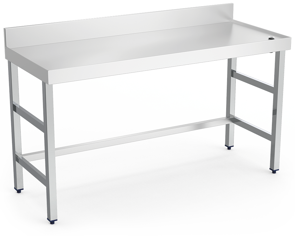 Mesas murales con reborde y desagüe sin entrepaño