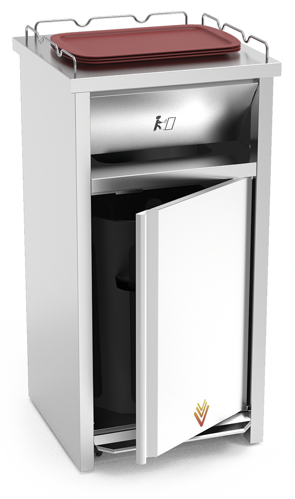 Contenedor Inox para Vaciado de Bandejas de Comida Rápida